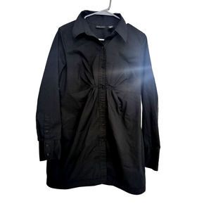 New York & Company Black Long Button Up Shirt - Size 10